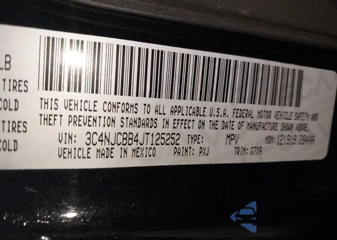 2018 Jeep Compass Latitude Fwd z USA, uszkodzony, nr VIN 3C4NJCBB4JT125252
